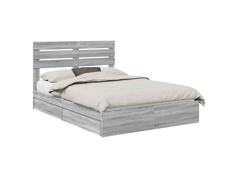 Lit double- lit adulte - lit de rangement gris sonoma 150 x 200 cm bois d'ingénierie - Conforama A