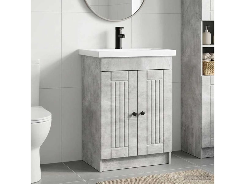 Ensemble de mobilier de salle de bain gris béton shl4696 - Conforama B