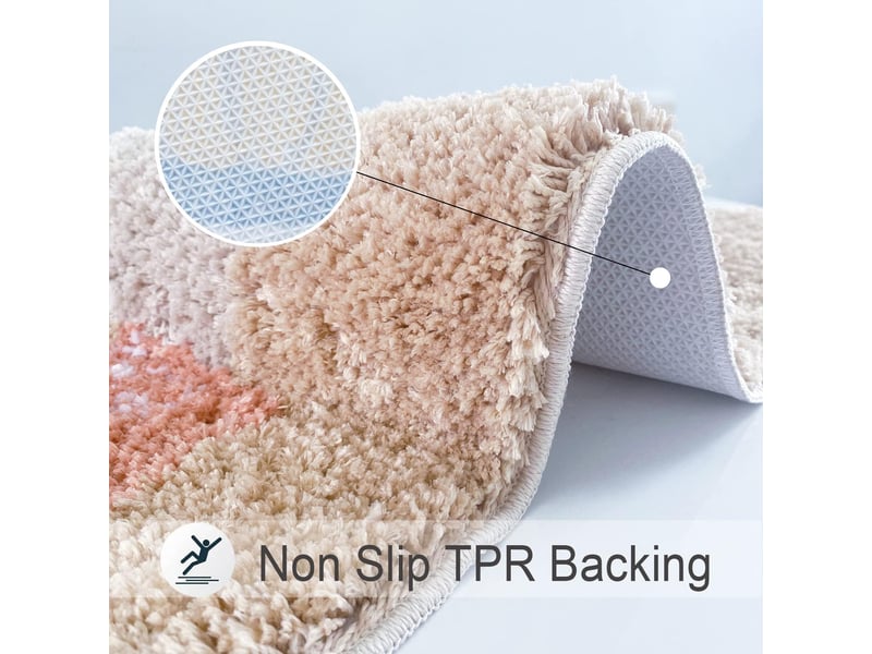  Tapis de bain incurvé, moelleux et moelleux en microfibre, absorbant, ultra doux, pour douches rondes, lavable en machine, 45 x 100 cm (plante)  - Conforama D