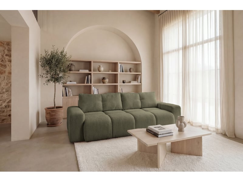  Constance - canapé droit convertible tissu chenille 3 places vert  - Conforama B