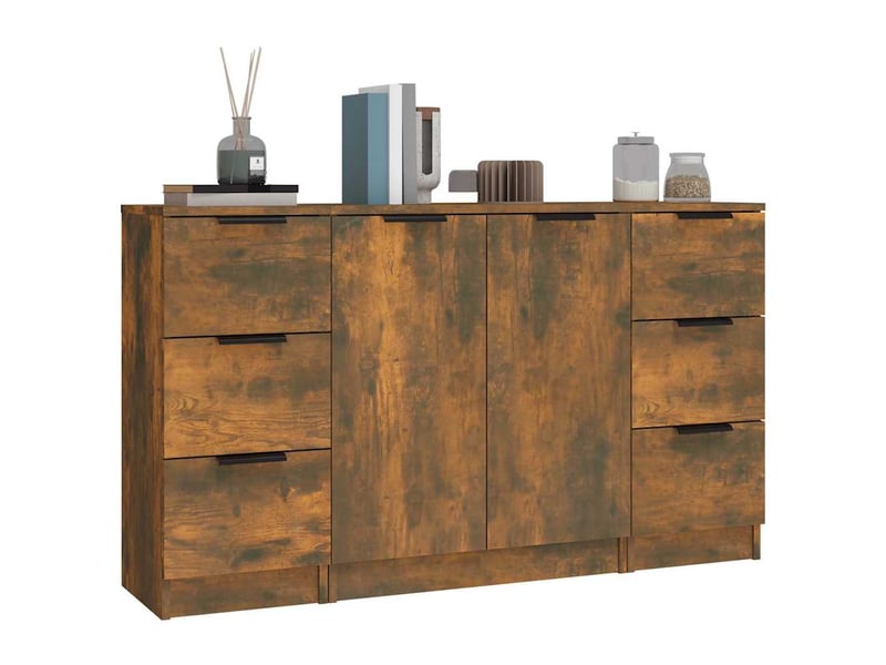  Buffets 3 pcs - bahut - meuble de rangement chêne fumé bois d'ingénierie  - Conforama D