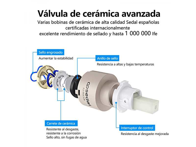  Mitigeur lavabo salle de bain chromé laiton - réglage eau chaudefroide, robinet haut design, garantie à vie, gris argenté  - Conforama E