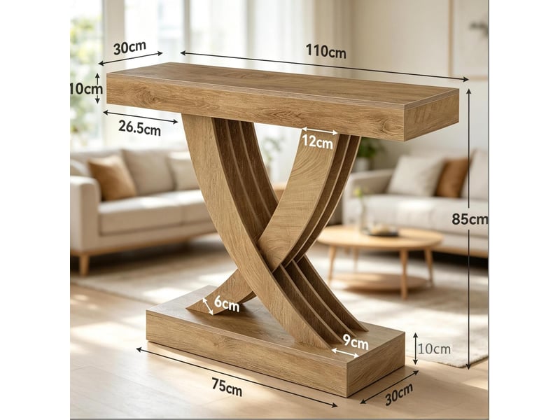  Console 110x30x85 cm en mdf marron avec piètement en x  - Conforama C