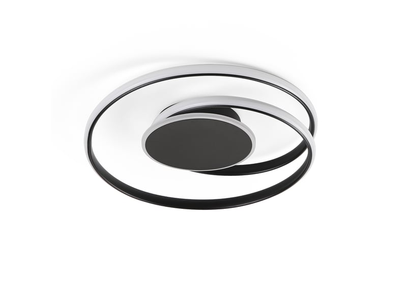  Plafonnier led spiralé à éclairage latéral, d40 x h7,5 cm, lampe de plafond 44 w 3842 lm, noir sable, 3000 k blanc chaud, salon, chambre, cuisine  - Conforama A