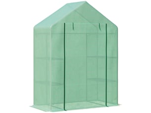 Serre aluminium 6 étagères, chaude, tomatesplantes, entrée enroulable, verte, 141x72x191 cm.