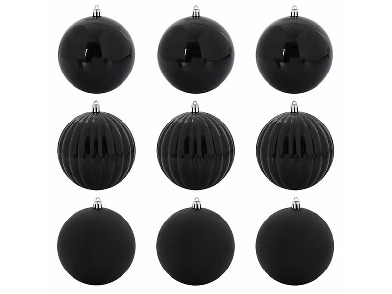  Ensemble de boules de noël xl 9 pcs noir ø 15 cm plastique  - Conforama A