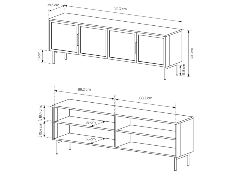  Selsey lumi - meuble tv à 4 portes - 181 cm - grėge Lumi - Conforama E