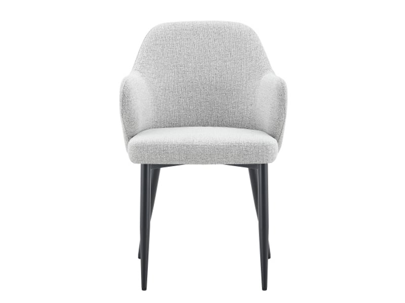  Ensemble de 2 chaises tissu gris clair, dossier bicolore gris clair et brun, hauteur 83 cm, pieds métal croisés  - Conforama A