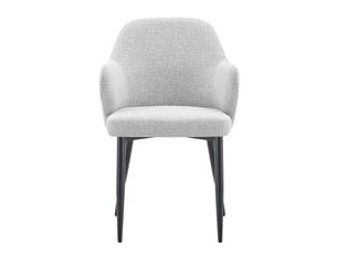 Ensemble de 2 chaises tissu gris clair, dossier bicolore gris clair et brun, hauteur 83 cm, pieds métal croisés
