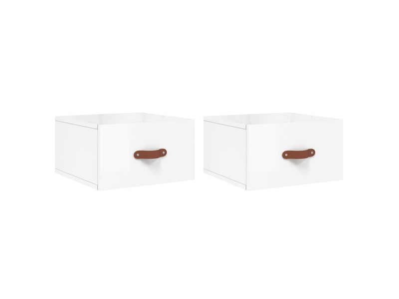 Lot de 2 tables de chevet - cabinet de chevet - table de nuit murales blanc brillant 35x35x20 cm  - Conforama A