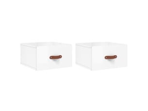Lot de 2 tables de chevet - cabinet de chevet - table de nuit murales blanc brillant 35x35x20 cm