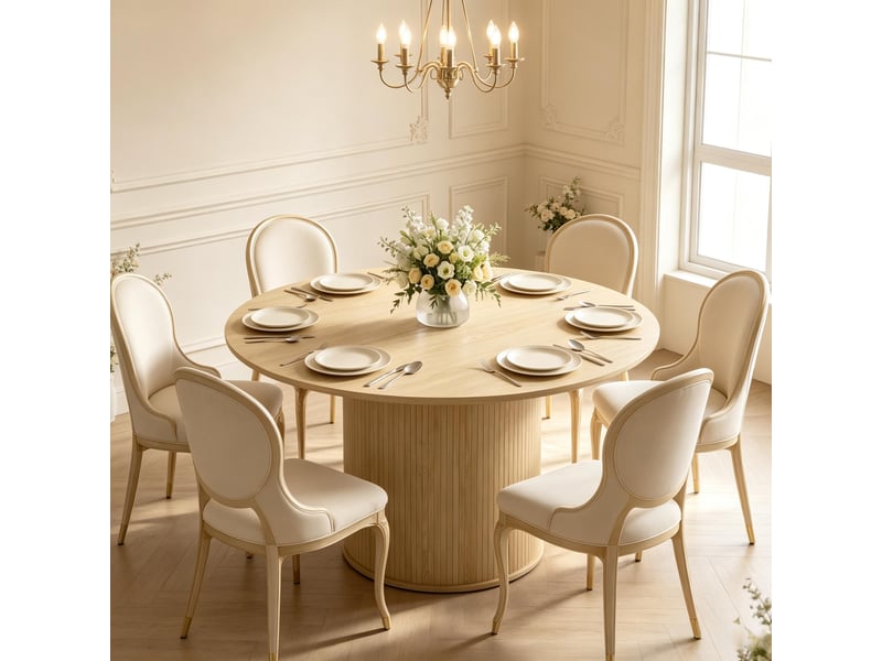  Table à manger ronde 4 à 6 personnes effet bois naturel ø 120 x 75 cm T5828S00058 - Conforama B