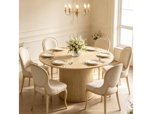 Table à manger ronde 4 à 6 personnes effet bois naturel ø 120 x 75 cm