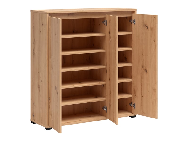  Armoire meuble à chaussures 3 portes coloris chêne artisan - longueur 103 x profondeur 34 x hauteur 108,3 cm  - Conforama C