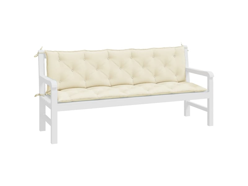  Lot de 2 coussins de banc de jardin, coussins d'assise blanc crème tissu oxford cf58636  - Conforama D