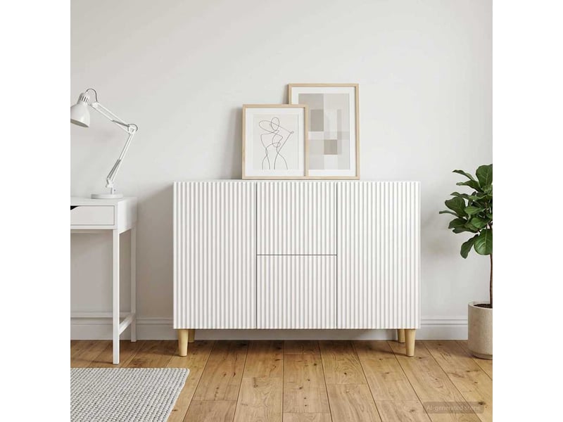  Buffet - bahut - meuble de rangement blanc brillant 89 x 34,5 x 60 cm bois d'ingénierie  - Conforama B