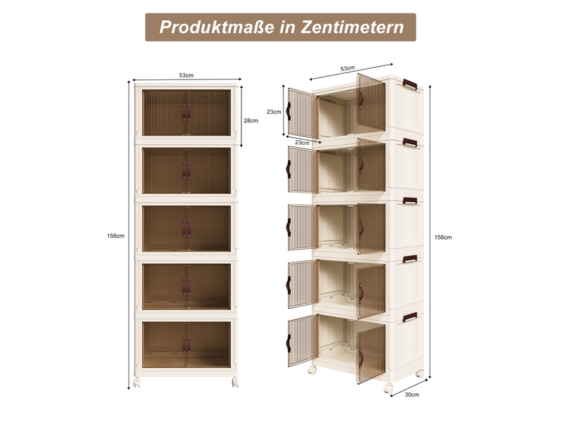 Buffet de rangement pliable 53x30x156 cm 5 niveaux avec roulettes coloris blanc - Conforama C
