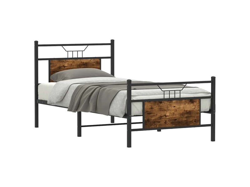  Lit simple- lit adulte -  cadre de lit sans matelas chêne fumé 80x200cm bois d'ingénierie  - Conforama B