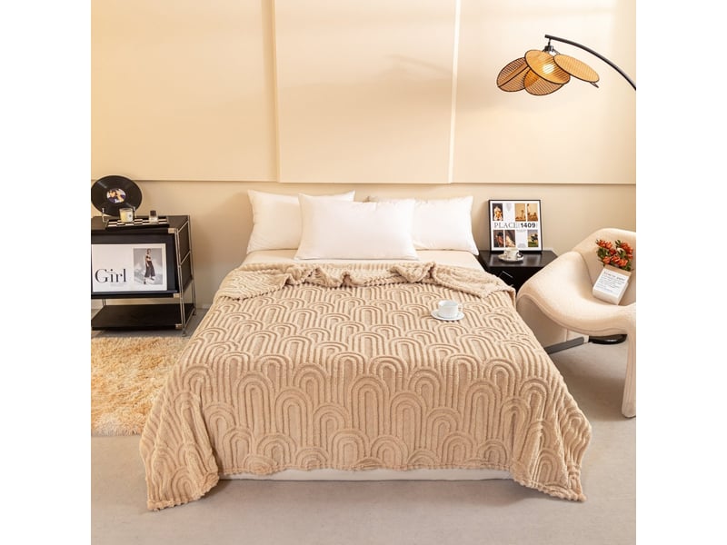  Plaid beige à motifs design 150 x 200 cm kazoo PD009-BEI-150 - Conforama A