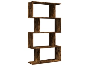 Étagère de rangement, étagère séparatrice de pièce à 4 niveaux chêne fumé 70x24x129cm