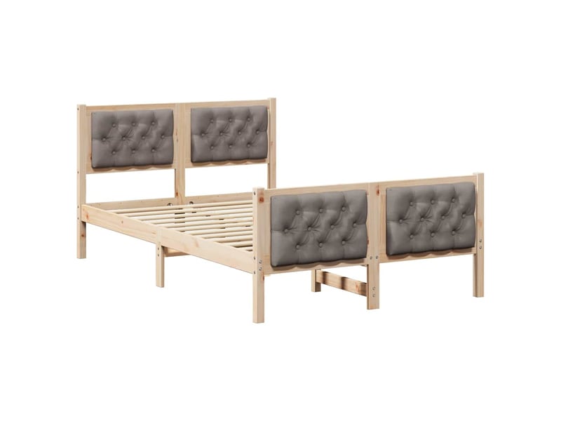 Lit double- lit adulte - cadre de lit avec tête de lit taupe 120 x 190 cm pin massif - Conforama A