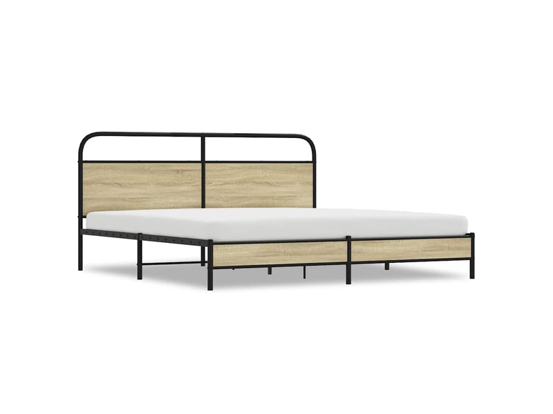  Lit double- lit adulte -  cadre de lit en métal sans matelas chêne sonoma 200x200 cm  - Conforama A