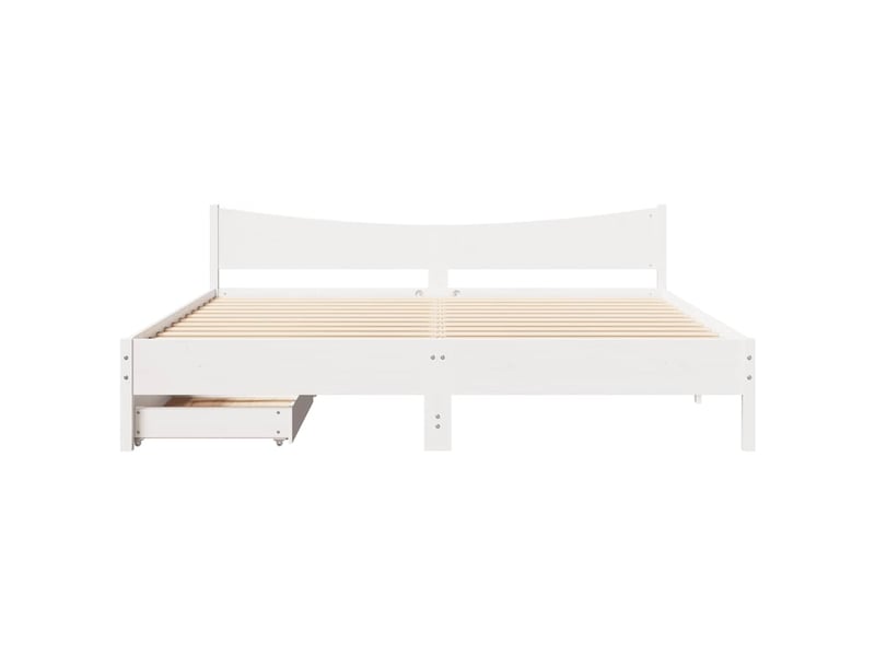 Lit double- lit adulte - cadre de lit avec tiroirs blanc 180x200 cm bois de pin massif - Conforama C