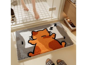 Tapis de bain chat mignon motif dessin animé doux antidérapant 40x60 cm microfibre absorbante lavable machine pour enfants