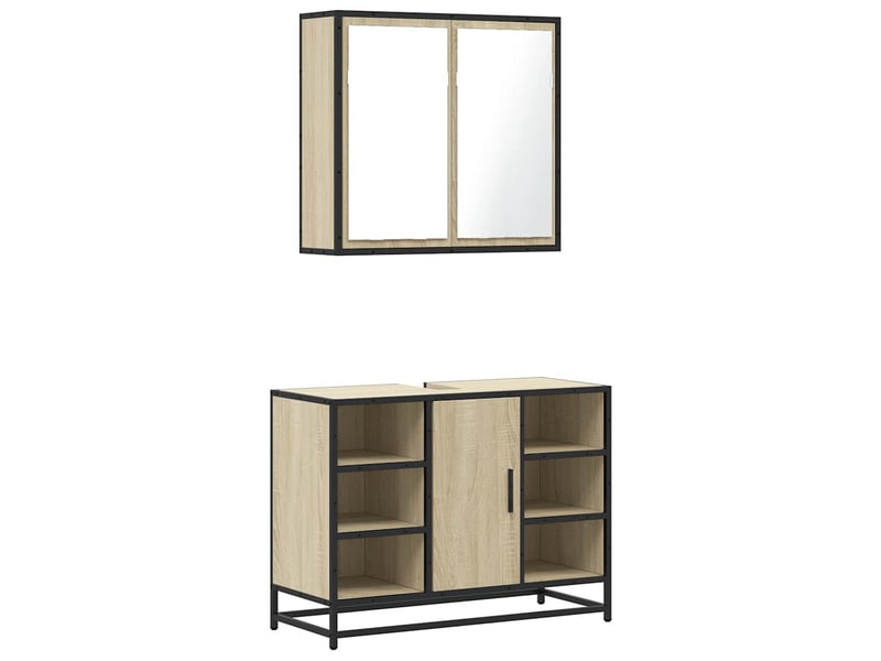 Ensemble de meubles de salle de bain 2 pcs chêne sonoma cf63601 - Conforama A