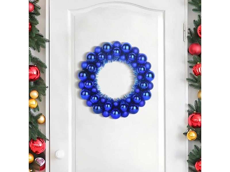  Couronnes de boules de noël 2 pcs bleu 33 x 33 x 7 cm  - Conforama C