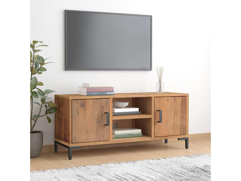  Meuble tv - banc tv - meuble de rangement marron 110x35x48 cm bois de pin massif  - Conforama B