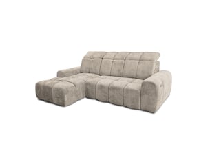 Canapé d'angle gauche relax électrique TRADA KRABI-M-KIA852-L 3 places Tissu beige avec coffre de rangement