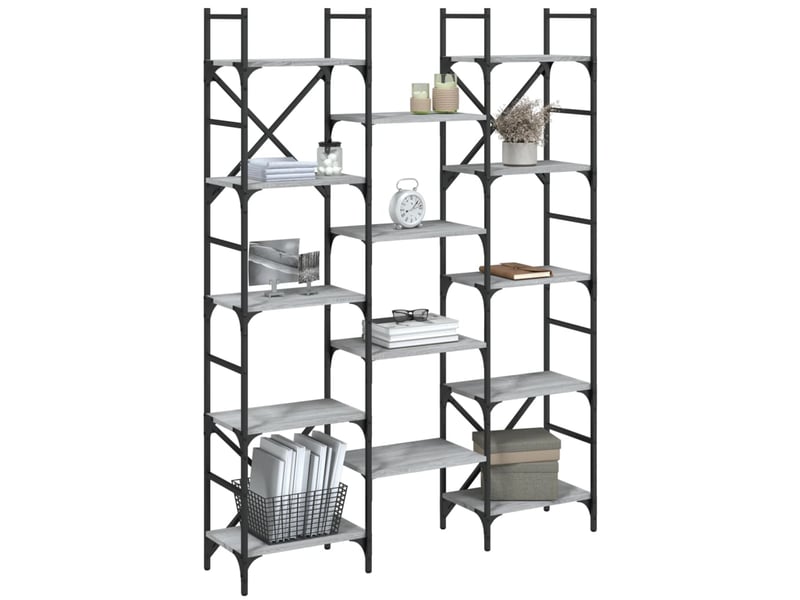  Bibliothèque, meuble de rangement salon sonoma gris 127,5x28,5x172,5 cm bois d'ingénierie  - Conforama D