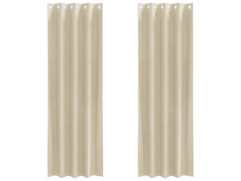  Lot de 2 rideaux, rideaux de fenêtre crème 140 x 245 cm velours cf44026  - Conforama A