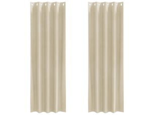 Lot de 2 rideaux, rideaux de fenêtre crème 140 x 245 cm velours cf44026