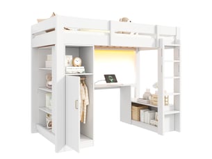 Lit mezzanine 90x200 cm <strong>OKMYHOME</strong>  <strong></strong> coloris blanc