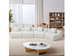 Canapé droit compressé fixe MAISENTIEL 4 places Tissu beige