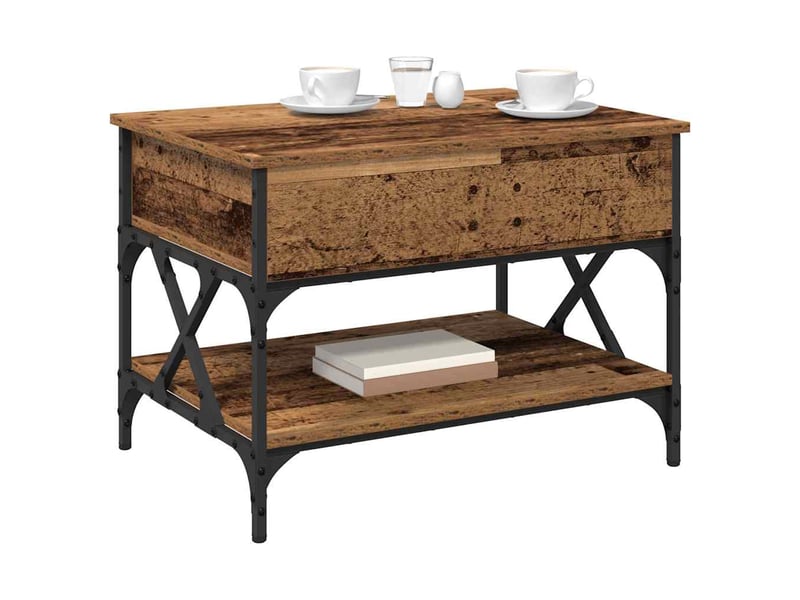 Table basse - table de salon - table à thé bois ancien 70x50x50cm bois d'ingénierie - Conforama C
