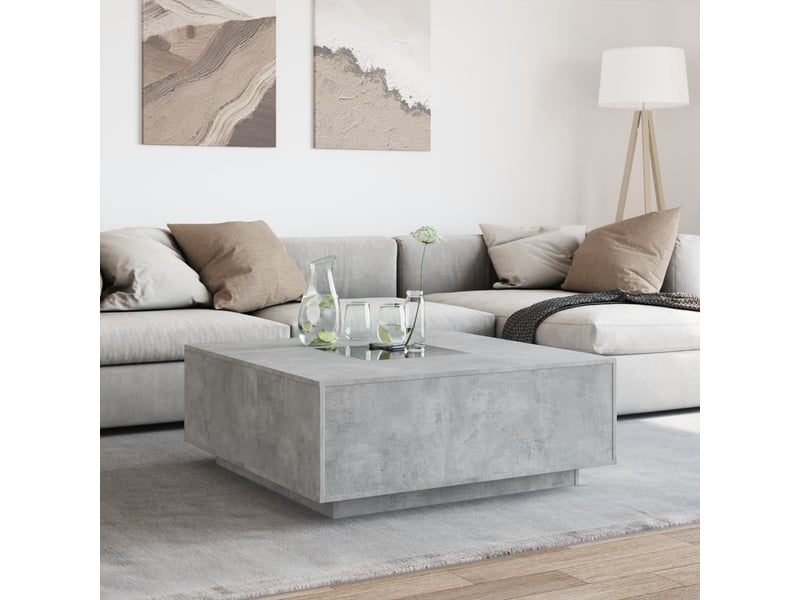 Table basse - table de salon - table à thé avec led infini gris béton 100x100x40 cm - Conforama D