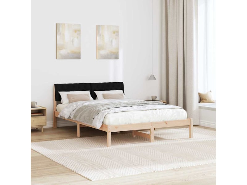  Lit double- lit adulte -  cadre de lit marron et noir 135 x 190 cm bois massif en pin  - Conforama C