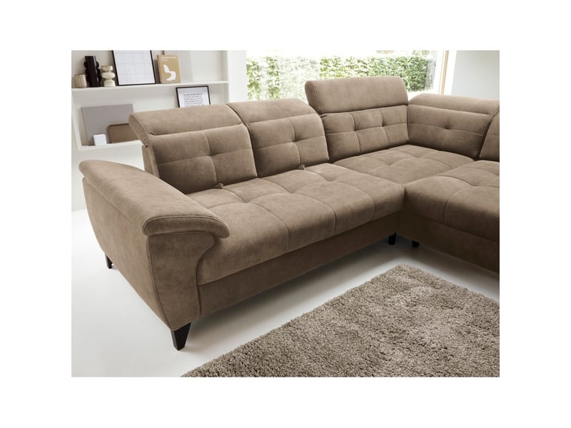  Canapé d'angle beige 5 places angle droit méridienne confort inferno  - Conforama D