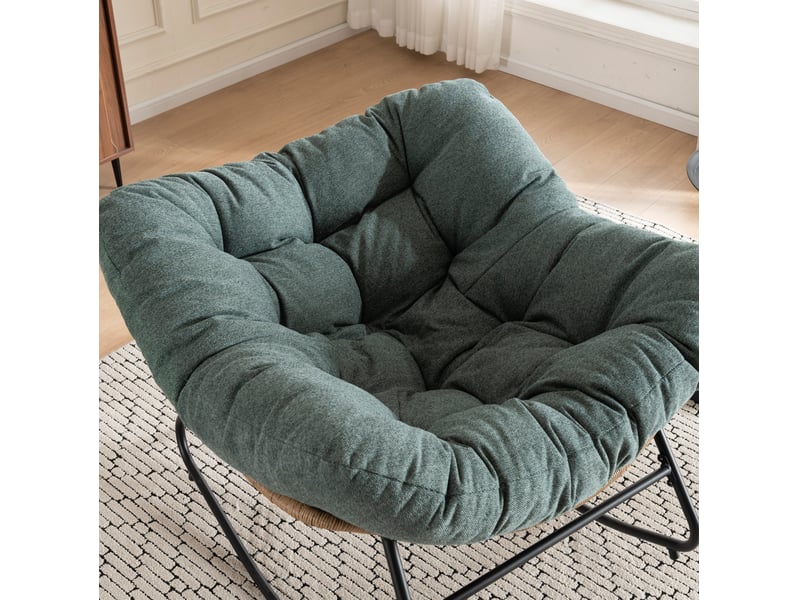  Fauteuil à bascule en chenille vert 98x102x77 cm  - Conforama E