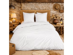 Parure de lit percale coton 65 fils/cm² - 3 tailles, 5 couleurs, housse couette + taies 63x63 cm