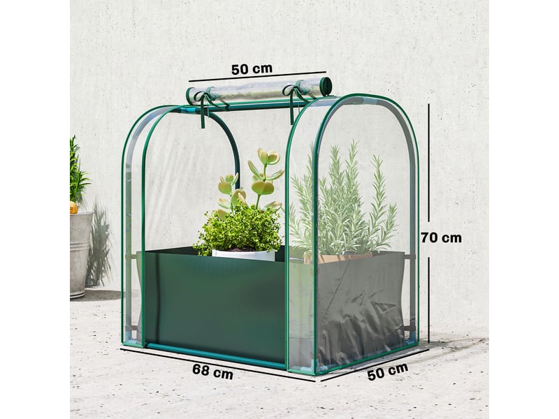 Mini serre avec sac de plantation, serre portable avec porte enroulable, 68 x 50 x 70 cm, vert foncé - Conforama E