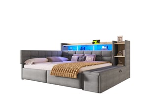 Lit banquette 140x190 cm <strong></strong> <strong></strong> coloris gris