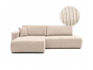 Canapé d'angle gauche convertible LOUNGITUDE ALYA 5 places Velours côtelé Beige