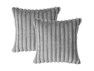 Lot de 2 housses de coussin 30 x 50 cm et 45 x 45 cm en peluche gris clair chicfurn