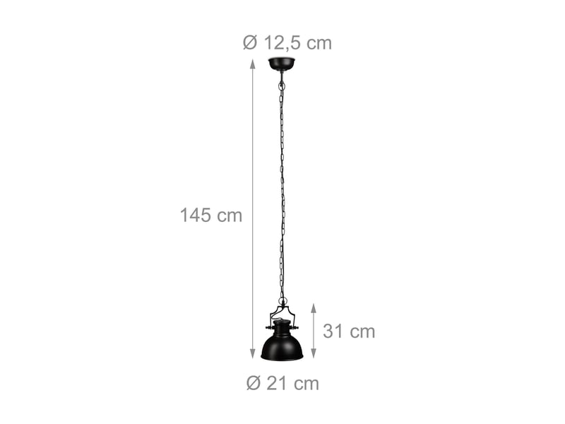  Lampe à suspension industrielle rétro salle à manger 145 x 21 x 21 cm en fer noir 13_0005939  - Conforama B