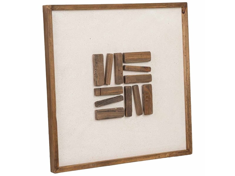  Tableau en bois recyclé fait main relief brun et beige 62x4x62 cm h  - Conforama A