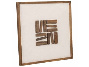 Tableau en bois recyclé fait main relief brun et beige 62x4x62 cm h